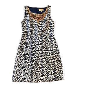 Anthropologie Beaded Jacquard Mini Dress